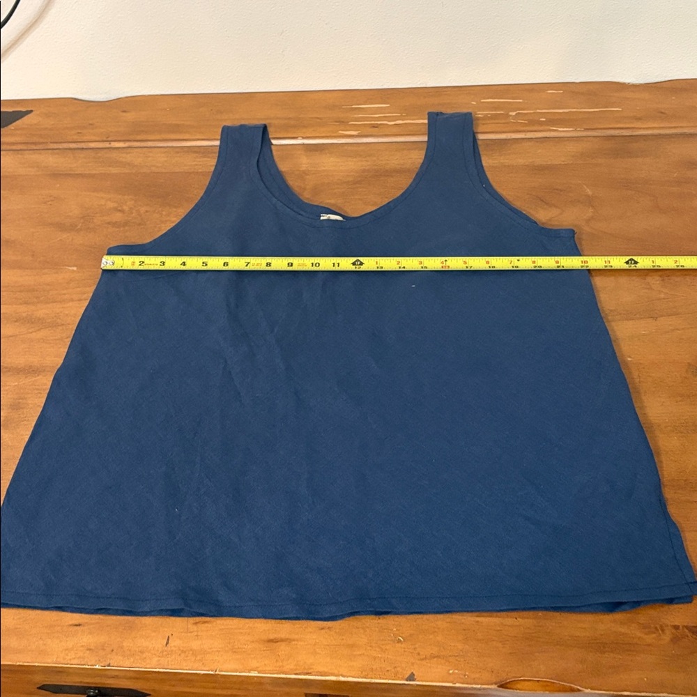 PuroLino Women's Linen Blue Tank Top Size XL - Picture 3 of 8
